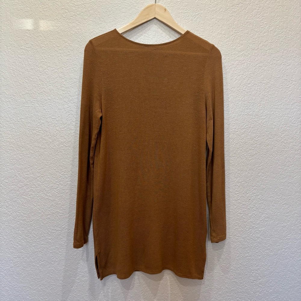 American Apparel Knit Long Sleeve Tunic Camel XS Minimalist Super Soft Cozy